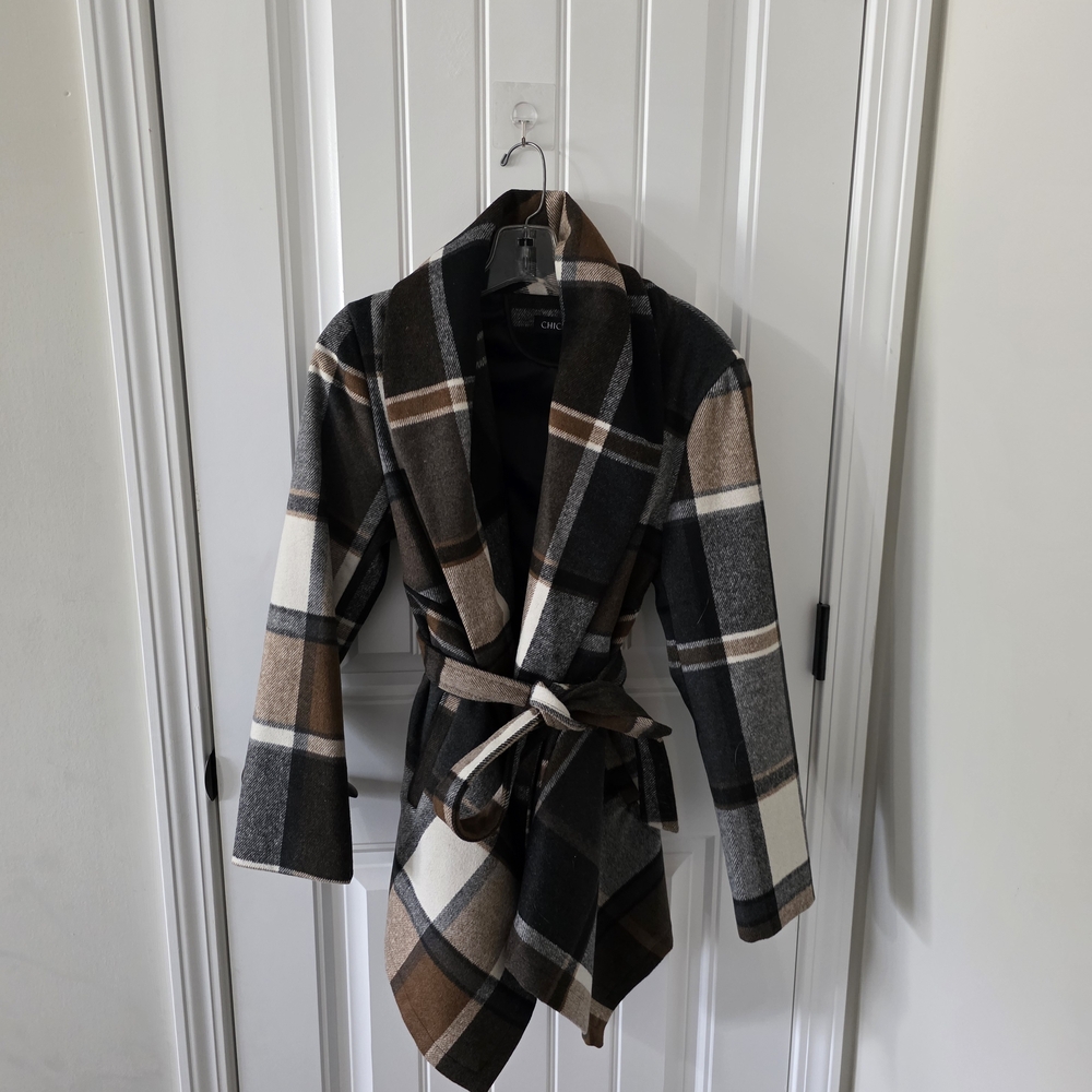 Plaid Women's Jacket - Black, Brown, White